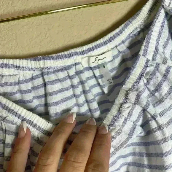 soprano off the shoulder cropped shirt size small linen and cotton blend - Picture 6 of 6